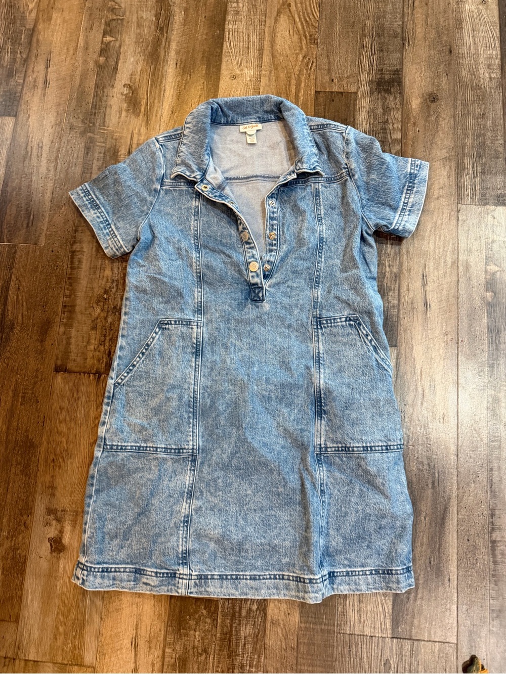 Cat & Jack Light Blue Denim Polo Mini Dress Sz xl/14
